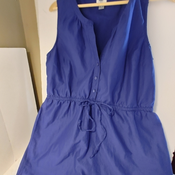 Sleevless Navy Dress Elastic Drawstring Waist Size L Embellished Bottom - Picture 6 of 11